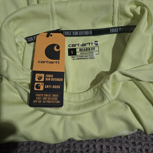 Carhartt Men's Force Sun Defender Lightweight Light Green Hooded Size L - Picture 10 of 12
